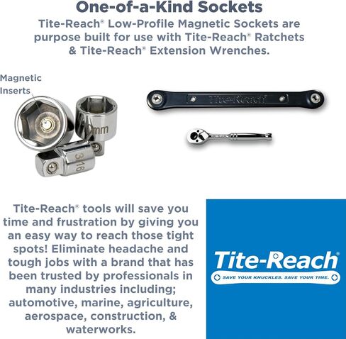سقاطة TITE-REACH الأصلية ذات المظهر المنخفض مقاس 1/4 بوصة، مصممة للمقابس المغناطيسية منخفضة المستوى Tite-Reach، مصنوعة للمساحات الضيقة (مقبض قياسي) in Kuwait