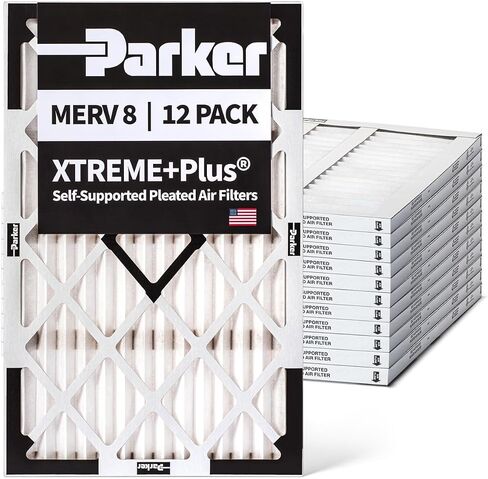 Parker 16x20x2 MERV 8 Xtreme Plus Self-Supported Pleated Air Filters. Case of 12. Exact Size: 15.5x19.5x1.75 in Kuwait