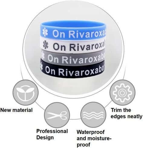 4 Pack Medical Alert On Rivaroxaban Silicone Wristbands – Outdoor Medical Alert Emergency Reminder Bands in Kuwait