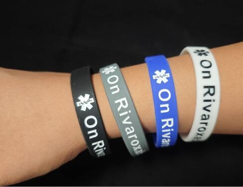 4 Pack Medical Alert On Rivaroxaban Silicone Wristbands – Outdoor Medical Alert Emergency Reminder Bands in Kuwait
