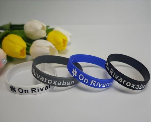 4 Pack Medical Alert On Rivaroxaban Silicone Wristbands – Outdoor Medical Alert Emergency Reminder Bands in Kuwait