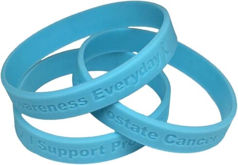 Jeirles Wholesale Light Blue Prostate Cancer Awareness Silicone Bracelets - 10 Pack - I Support Prostate Cancer Awareness Everyday - 100% Medical Grade Silicone - 8 Inch in Kuwait
