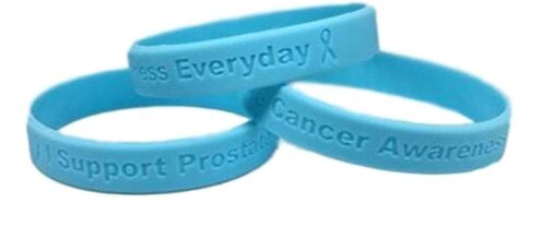 Jeirles Wholesale Light Blue Prostate Cancer Awareness Silicone Bracelets - 10 Pack - I Support Prostate Cancer Awareness Everyday - 100% Medical Grade Silicone - 8 Inch in Kuwait