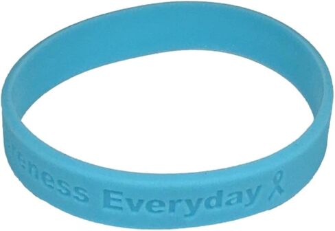 Jeirles Wholesale Light Blue Prostate Cancer Awareness Silicone Bracelets - 10 Pack - I Support Prostate Cancer Awareness Everyday - 100% Medical Grade Silicone - 8 Inch in Kuwait