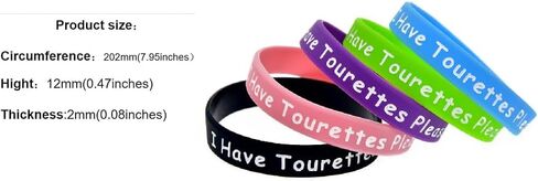 5Pcs Medical Alert I have Tourettes Please be patient, Tourettes Medical Warning Silicone Wrist Strap, One Size, Silicone in Kuwait