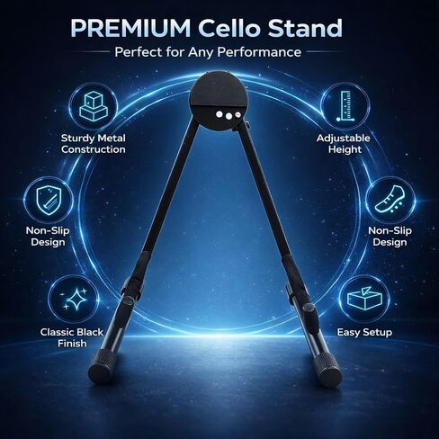 Cello Stand Foldable Support A Frame Display Storage Holder Violin Guitar Bass Accessory Black in Kuwait