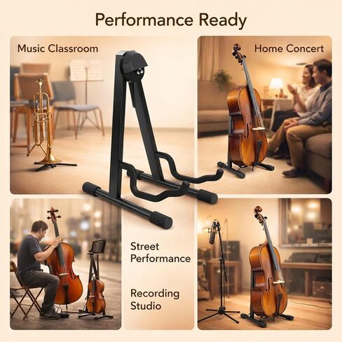 Cello Stand Foldable Support A Frame Display Storage Holder Violin Guitar Bass Accessory Black in Kuwait