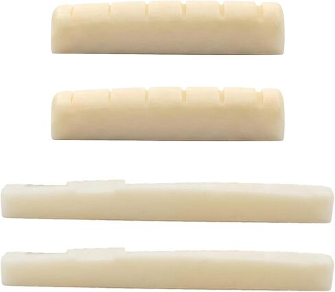 4PCS Plastic Guitar Saddle & Nut Set, Acoustic Replacement Parts | Clear tone, balanced resonance, easy install, fits most acoustic guitars, 2 PCS 43mm nuts & 2 PCS 74mm saddles in Kuwait