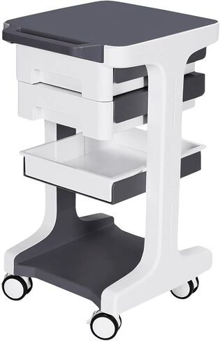 3 Tier Professional Utility Cart with 2 Drawers Beauty Salon Rolling Trolley Max 110LBS Load 4 Wheels Mobile Storage Carts Lab Ultrasound Carts for Hospital Clinic Beauty Salon SPA Office in Kuwait
