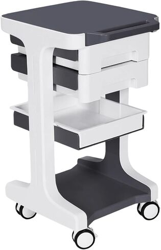 3 Tier Beauty Salon Rolling Trolley with 2 Drawers 4 Wheels Mobile Storage Carts Max 110LBS Load Lab Ultrasound Carts for Hospital Clinic Beauty Salon SPA Office in Kuwait