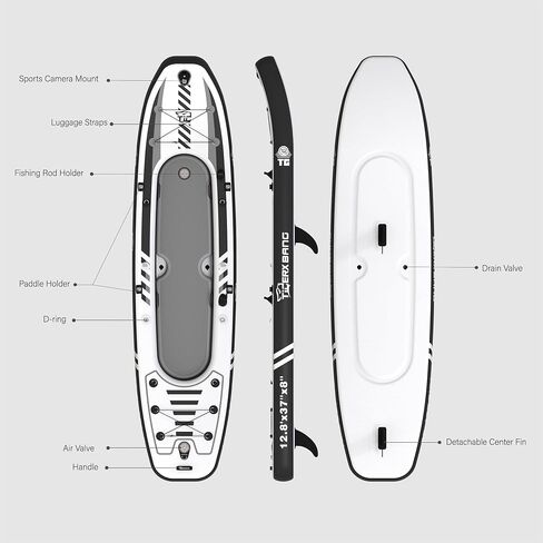 TIGERXBANG 12'8" قوارب الكاياك القابلة للنفخ، الصيد والتجول، مقعدين، مجداف قابل للتعديل، مثالية للمغامرات العائلية وصيد الأسماك، تتضمن حقيبة ظهر ومجموعة إصلاح in Kuwait