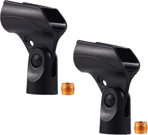 Adjustable Microphone Holder & Microphone Clip, Mic Clip for Microphone Stand, Fits Wired Handheld Microphones, Includes 5/8" Male to 3/8" Female Thread Adapter, 2 Pack in Kuwait