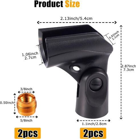 Adjustable Microphone Holder & Microphone Clip, Mic Clip for Microphone Stand, Fits Wired Handheld Microphones, Includes 5/8" Male to 3/8" Female Thread Adapter, 2 Pack in Kuwait