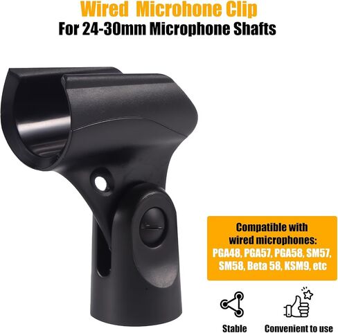 Adjustable Microphone Holder & Microphone Clip, Mic Clip for Microphone Stand, Fits Wired Handheld Microphones, Includes 5/8" Male to 3/8" Female Thread Adapter, 2 Pack in Kuwait