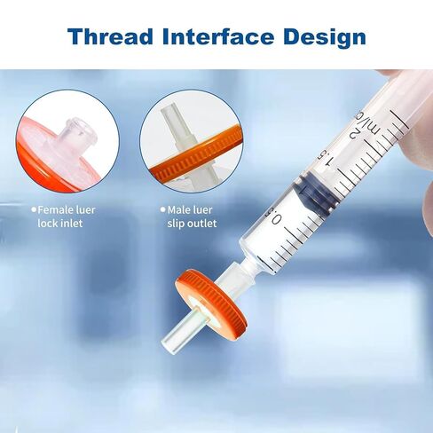 100 Pack Syringe Filters Hydrophilic PTFE Membrane, 0.45um Pore Size,13mm Disc Diameter,HPLC and GC Needle Filter, Non-Sterile, High Throughput Lab Filtration,Barreled Packed in Saudi Arabia