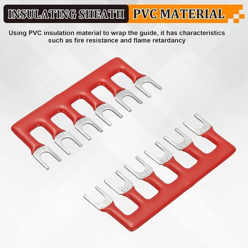 MECCANIXITY 20 Pack Fork Type Terminal Strip, 6 Postion 15A 400V Cuttable Pre Insulated Jumper Block TB-1506 Terminal Barrier Strips Jumper Connector for Factory Workshops Machinery, Red in Kuwait