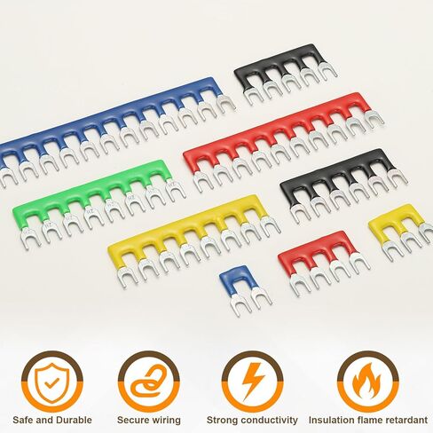 MECCANIXITY 20 Pack Fork Type Terminal Strip, 6 Postion 15A 400V Cuttable Pre Insulated Jumper Block TB-1506 Terminal Barrier Strips Jumper Connector for Factory Workshops Machinery, Red in Kuwait