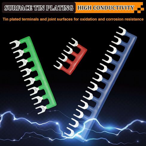 MECCANIXITY 20 Pack Fork Type Terminal Strip, 6 Postion 15A 400V Cuttable Pre Insulated Jumper Block TB-1506 Terminal Barrier Strips Jumper Connector for Factory Workshops Machinery, Red in Kuwait