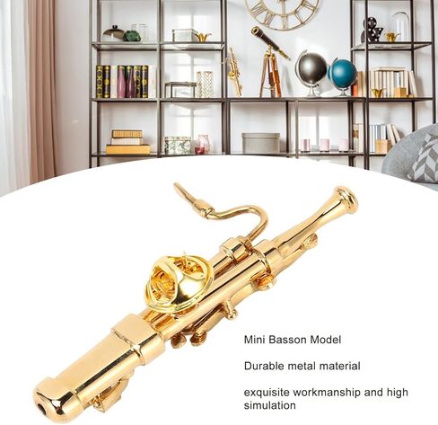 Miniature Basson, Exquisite Gold Plated Metal Mini Basson Model with Storage Box, for Table Shelf Cabinet Music Room Decoration Gift in Saudi Arabia