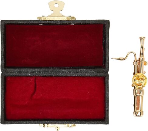 Miniature Basson, Exquisite Gold Plated Metal Mini Basson Model with Storage Box, for Table Shelf Cabinet Music Room Decoration Gift in Saudi Arabia