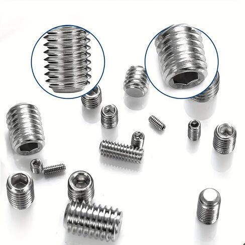 100pcs Grub Screw Assortment 304 Stainless Steel Carbon Steel Allen Hex Socket Cup Point with Organizer Case for Repair and Electronics, Silvery in Kuwait