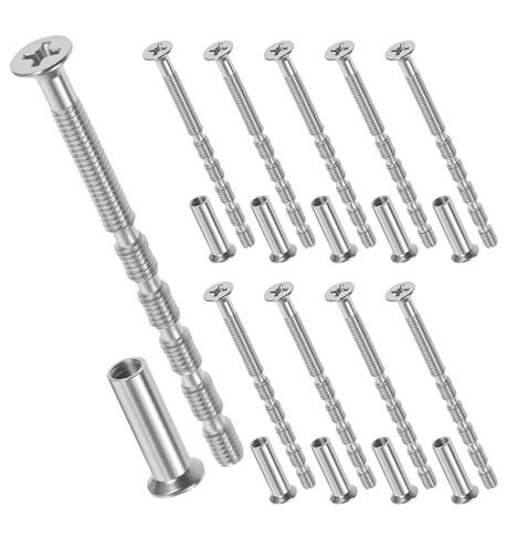 10 Set Cabinet Handle Screws, M4 Bolt Door Knob Screws & Sleeves, Adjustable Length Long Screw for Cabinets Handle & Pull, Fixer for Hollow Door Handles Knobs Escutcheons, 60mm Stainless Steel in Kuwait