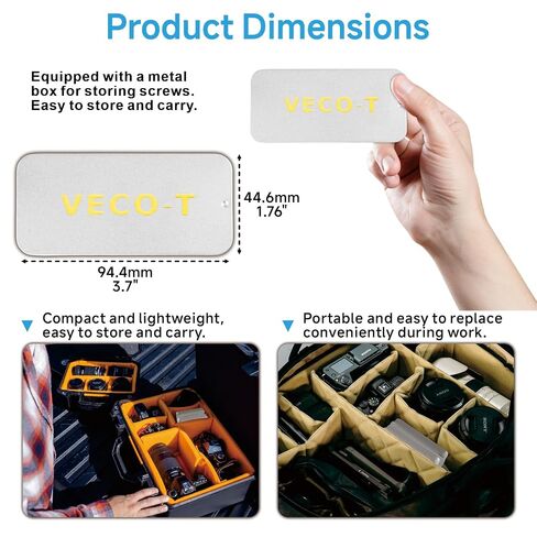 1/4"-20 Camera Screw Set, 16Pack Stainless Steel Tripod Mount Screw with D-Ring, for Camera Cage, Tripod, Monopod, Quick Release Plate, Photography Mounting Replacement in Kuwait