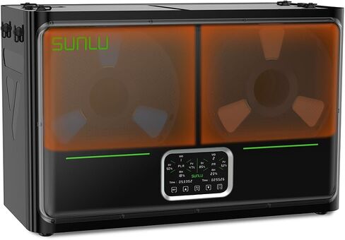 SUNLU مجفف خيوط الطابعة ثلاثية الأبعاد S4 Pro، تحكم في درجة الحرارة ثنائي المنطقة، أسود | ما يصل إلى 85 درجة مئوية، سخان PTC 380 وات، التلدين، التحكم التلقائي في الرطوبة، لـ ABS/PLA/PETG/نايلون in Kuwait