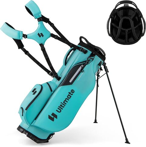 ULTIMATE Golf Stand Bag, 8-Way Golf Bag with 5 Pockets, Rain Hood, Detachable Dual Shoulder Strap, Lumbar Pad, Handles, Portable Golf Club Bag for Men & Women in Kuwait