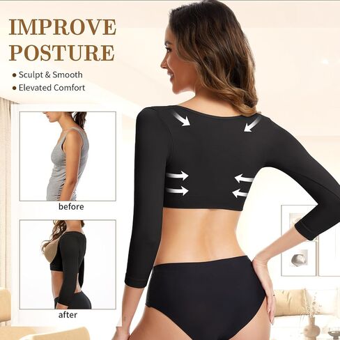 QWD مشكل الذراع العلوي للنساء، أكمام مضغوطة للتنحيف، ذراع Faja بإغلاق أمامي، ملابس داخلية لشكل الجسم in Kuwait