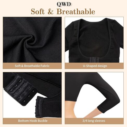 QWD مشكل الذراع العلوي للنساء، أكمام مضغوطة للتنحيف، ذراع Faja بإغلاق أمامي، ملابس داخلية لشكل الجسم in Kuwait