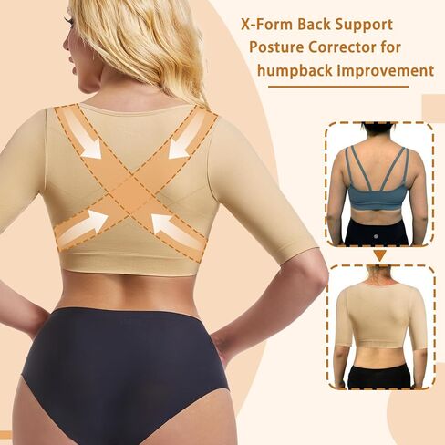 Arm Shaper for Women Post Surgery Arm Lipo Compression Sleeves Slimming Arm Faja Front Closure Shapewear，Beige，Large in Kuwait