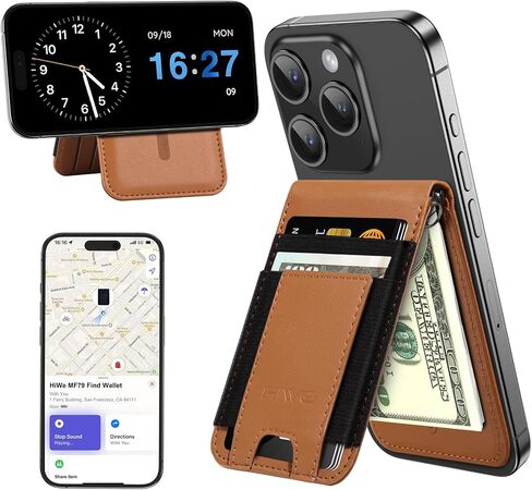 HiWe for MagSafe Wallet: 9-Card Holder, Anti-Lost Works with Find My, Money Clip, RFID Blocking, Strong Magnet for iPhone 12-17 Series Black in Saudi Arabia