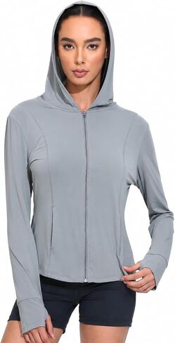 Women's Sun Protection Shirt UPF 50+, Long Sleeve UV Hoodie with Thumb Holes, Lightweight Outdoor Jacket in Kuwait