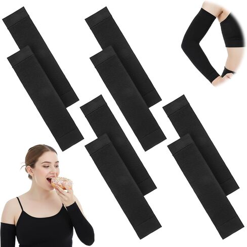 4Pairs Slimming Arm Sleeves for Women, Upper Arm Compression Sleeve, Plus Size Arms Shaper Sleeve, Elastic Slimming Fitness Shapers for Sun Protection Tattoo Cover up(Black) in Kuwait