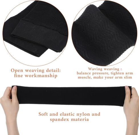 4Pairs Slimming Arm Sleeves for Women, Upper Arm Compression Sleeve, Plus Size Arms Shaper Sleeve, Elastic Slimming Fitness Shapers for Sun Protection Tattoo Cover up(Black) in Kuwait