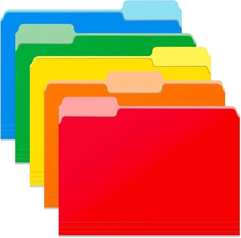 Two Tone Color File Folders 8.5 x 11 Inch, 1/3 Cut Tab File Folder Letter Size, Assorted Colors, Pastel Colors Manila File Folders, School Business Office Folders for Document Files Paper -15 Pack in Kuwait