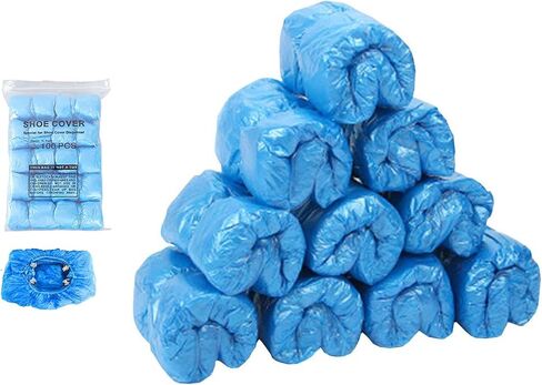 Disposable Shoe Cover Machine Refills 100 Pack, T-Buckle Design, Blue Hardwood Floor Shoe Covers, Waterproof for Visitor Use in Kuwait