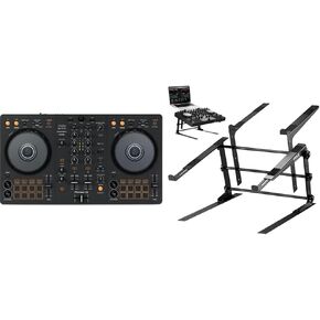 Pioneer DJ DDJ-FLX4 2-deck Rekordbox and Serato DJ Controller + Pyle Portable Dual Laptop Stand in Saudi Arabia