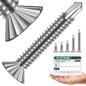 110Pcs #8 Self Tapping Screws for Metal, 410 Stainless Steel Serrated Flat Head Self Drilling Sheet Metal Screws Assortment Kit for Aluminum Steel Furniture Windows Ceilings Slidings Railings in Kuwait