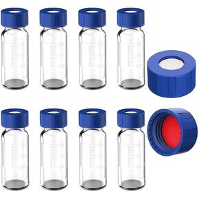 حار بيع 2ML قارورة Autosampler حزمة من 100 - قارورة HPLC 9-425 قارورة شفافة مع أغطية لولبية زرقاء، حاجز أبيض وأحمر in Kuwait