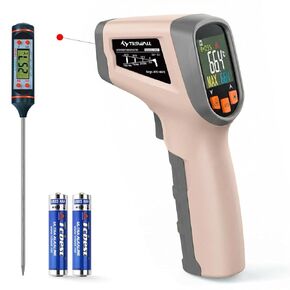 Tilswall Infrared Thermometer, -58°F to 1472°F(-50~800°C), Non-Contact Digital Laser Thermometer with Probe, Adjustable Emissivity, High/Low Temp Alarm, for Cooking/BBQ/Freezer(NOT for Human)-W300 in Kuwait