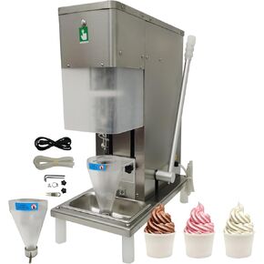 Commercial Fruit Ice Cream Mixer, 110V Frozen Yogurt Blender with 2PCS Conical Cups, 304 Stainless Steel Milkshake Stirring Machine with Water Overflow Alarm&Low Noise for Dessert Shop Cafe in Kuwait