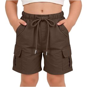Girls Boys Bermuda Cargo Shorts with Pockets Kids Summer Casual Lightweight Athletic Hiking Uniform Shorts for 4-13Y in Saudi Arabia