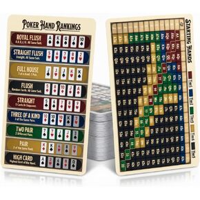 بطاقات تصنيف اليد المميزة لبوكر Texas Hold'em - تصميم مرئي مطور وورقة غش بلاستيكية مقاومة للماء - دليل إستراتيجية قواعد الكازينو للمبتدئين (10 عبوات) in Kuwait
