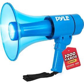 Pyle Portable PA Megaphone with Alarm Siren & Adjustable Volume - 40 Watt Handheld Lightweight Marine Grade Waterproof Bullhorn - AA Battery Powered for Indoor Outdoor Use in Kuwait