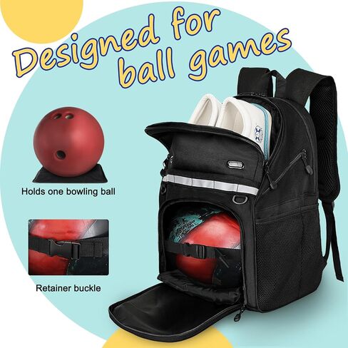 Goloni Bowling Backpack,Single Ball Bowling Bag with Shoe Compartment Up to Size 16,Bowling Bag with Padded Ball Holder in Kuwait