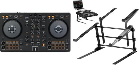 Pioneer DJ DDJ-FLX4 2-deck Rekordbox and Serato DJ Controller + Pyle Portable Dual Laptop Stand in Saudi Arabia