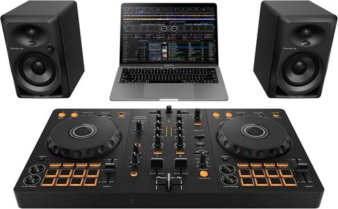 Pioneer DJ DDJ-FLX4 2-deck Rekordbox and Serato DJ Controller + Pyle Portable Dual Laptop Stand in Saudi Arabia