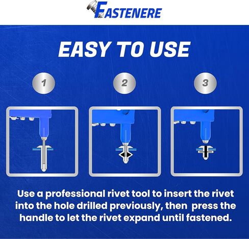 Fastenere Copper Pop Rivets - 1/8" x 1/4" (100 Pack) Copper Body Steel Mandrel, Heavy Duty, Open-End, Dome-Head Blind Rivets, Corrosion-Resistant & High Shear Strength, 4-4 Gap .188" - .250" in Kuwait